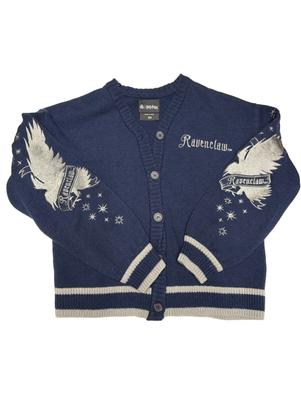Harry Potter Ravenclaw Navy Blue Cardigan Sweater Womens Sz S Embroidered Nwt